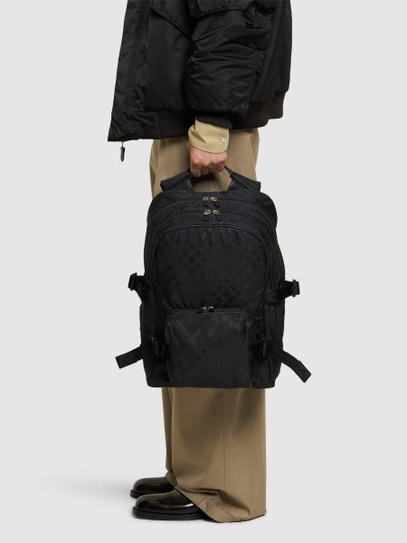 Plecak w kratkę z nadrukiem żakardowy Burberry czarny