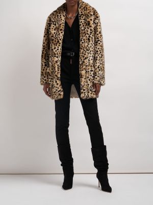 Manteau de fourrure à imprimé à imprimé léopard Dsquared2