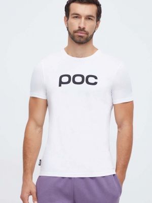 Памучна тениска с дълъг ръкав с принт Poc бяло