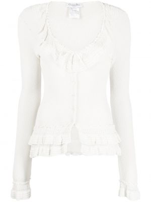 Плетен жилетка Christian Dior бяло