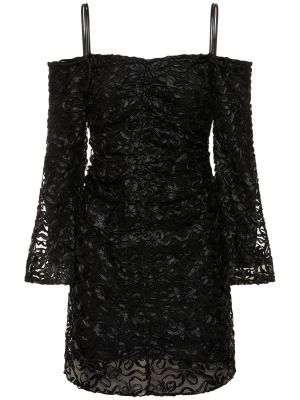 Sukienka mini tiulowa Ganni czarna