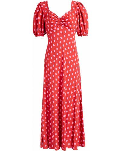 Červené puntíkaté šaty ke kolenům Diane Von Furstenberg