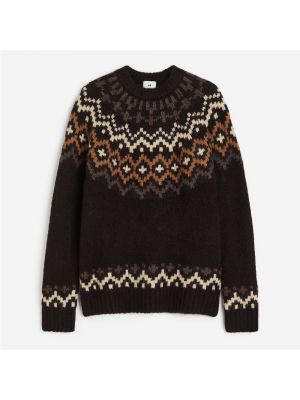 Жаккардовый свитер H&m коричневый