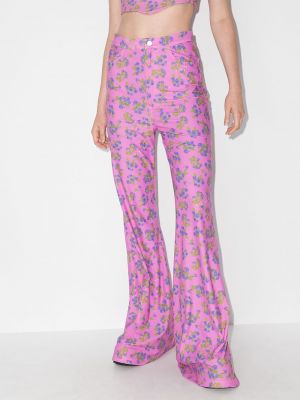 Pantalones de cintura alta de flores Natasha Zinko rosa