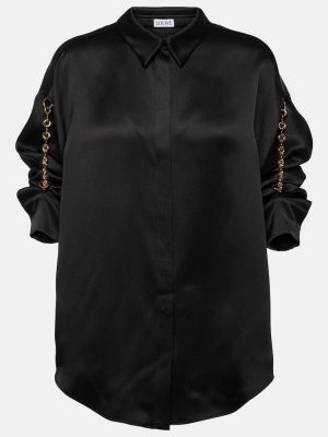 Μεταξωτό σατέν πουκάμισο Loewe μαύρο