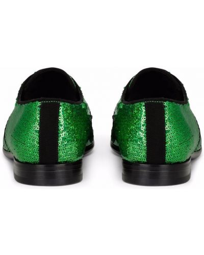 Półbuty z cekinami sznurowane koronkowe Dolce And Gabbana zielone