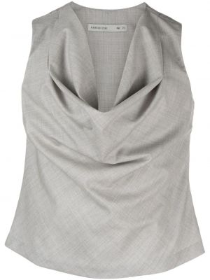 Drapovaná vlněná košile Aaron Esh šedá