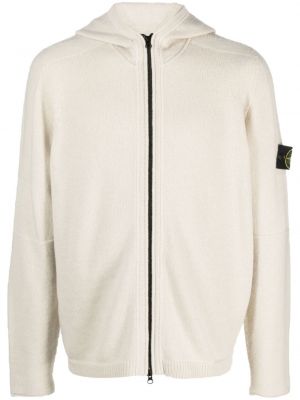 Pletená mikina s kapucňou Stone Island biela