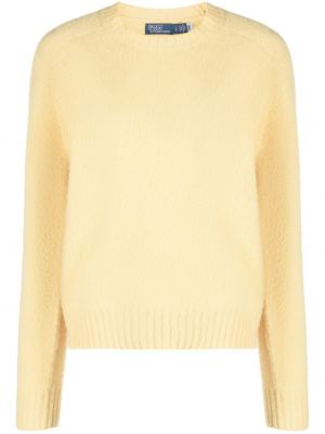 Pletený kašmírový sveter s okrúhlym výstrihom Polo Ralph Lauren žltá