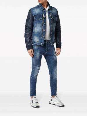 Veste en jean avec applique Philipp Plein bleu