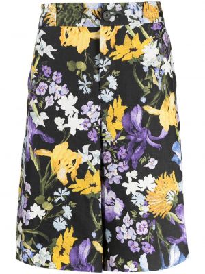 Bermuda kratke hlače s cvetličnim vzorcem s potiskom Erdem črna