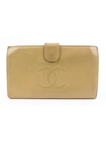 Portefeuille en cuir Chanel Vintage beige