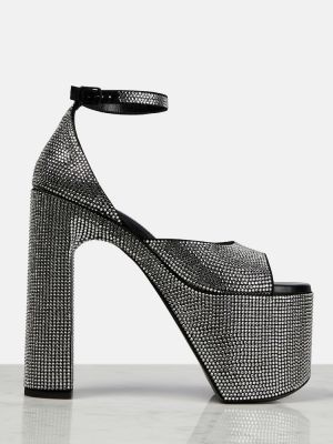 Usnjene sandali s platformo Balenciaga srebrna