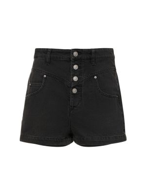 Shorts med hög midja i bomull Marant Etoile svart