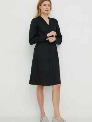 Lniana sukienka mini Calvin Klein czarna
