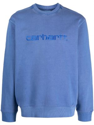 Bombažni pulover z vezenjem Carhartt Wip modra