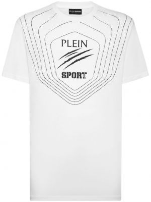 T-shirt en coton à imprimé Plein Sport blanc