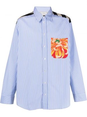 Памучна копринена риза с принт Pierre-louis Mascia синьо