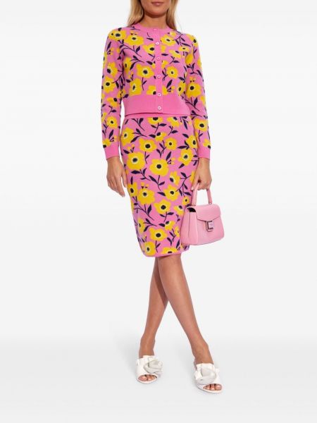 Pletené květinové pouzdrová sukně Kate Spade růžové