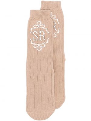 Křišťálové pletené ponožky Simone Rocha béžové