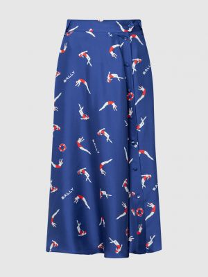 Шелковая юбка с принтом Bally синяя