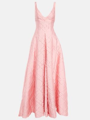 Žakárové dlouhé šaty Emilia Wickstead růžové