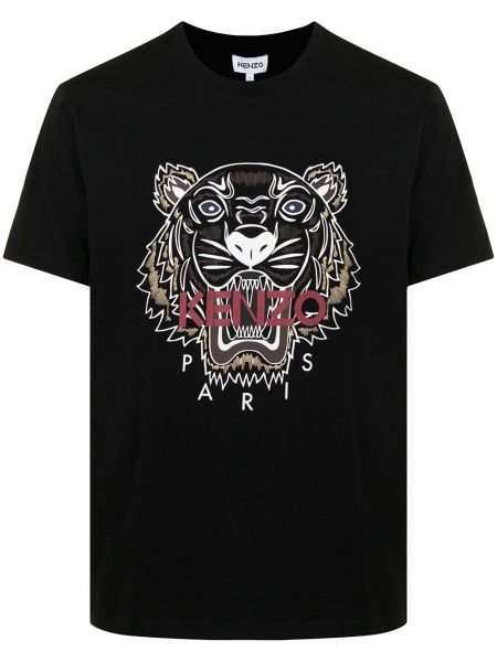 Camiseta con estampado con rayas de tigre Kenzo negro