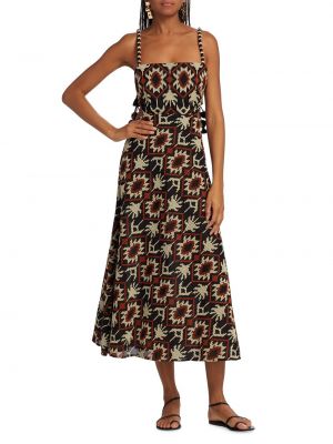 Платье миди с вышивкой с тропическим принтом Johanna Ortiz серое