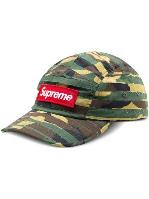 Cappello con visiera con stampa camouflage Supreme verde