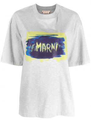 Kokvilnas t-krekls ar apdruku Marni pelēks