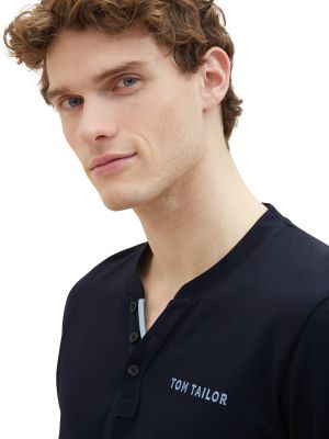 T-shirt a maniche lunghe Tom Tailor blu