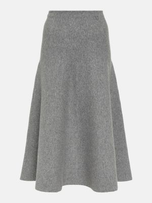 Vlněné midi sukně s vysokým pasem Valentino šedé