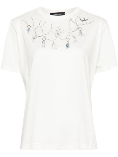 T-shirt en coton à imprimé Fabiana Filippi blanc