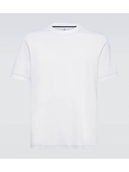 Βαμβακερή μπλούζα από ζέρσεϋ Brunello Cucinelli λευκό