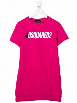 Trykt bomull t-skjorte for jenter Dsquared2 Kids rosa