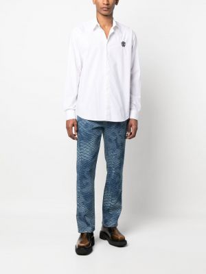 Bavlněná košile s výšivkou Roberto Cavalli bílá