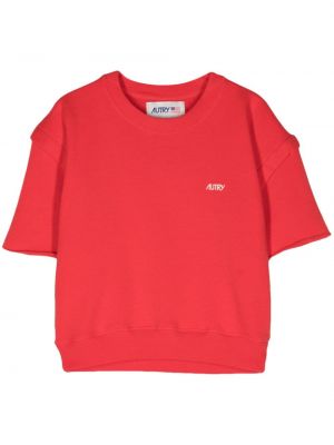 Tricou cu broderie din bumbac Autry roșu