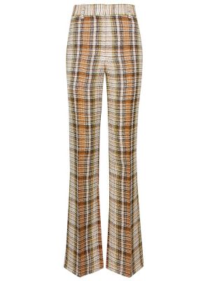 Kostkované lněné rovné kalhoty Victoria Beckham