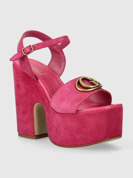 Semišové sandály Guess růžové