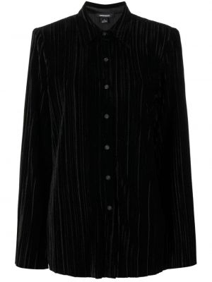 Plisirana žametna srajca iz rebrastega žameta Sabina Musayev črna