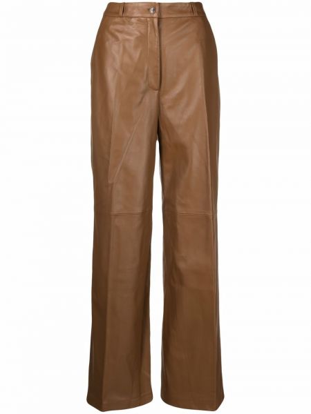 Pantalones rectos de cuero bootcut Loulou marrón