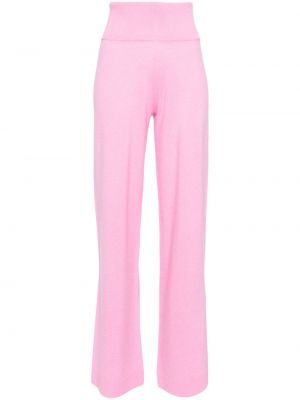 Плетени прав панталон Allude розово