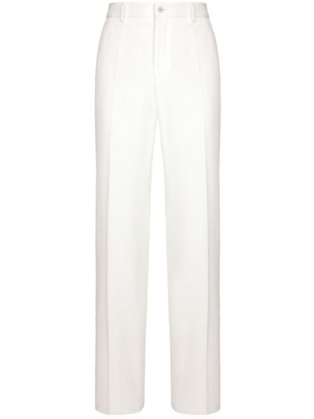Puuvillased sirged püksid Dolce & Gabbana valge