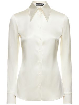 Сатенена риза Dolce & Gabbana бяло