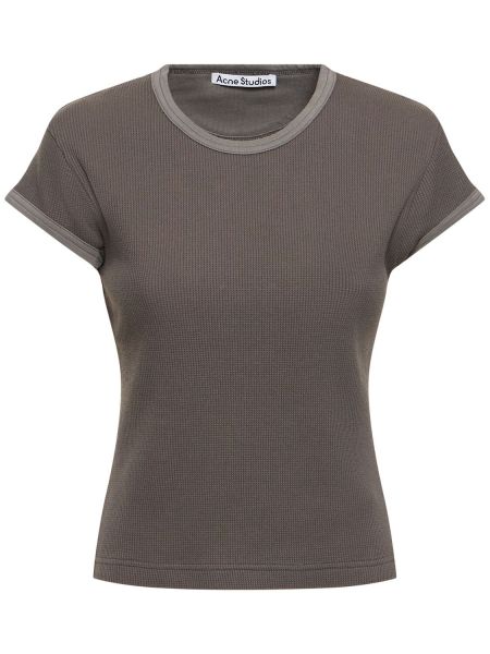 Džerzej bavlnené tričko s krátkymi rukávmi Acne Studios sivá
