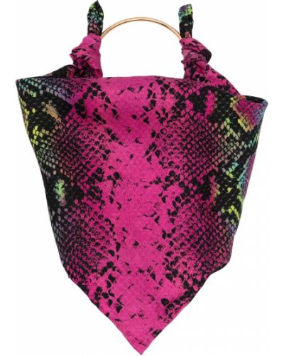 Bufanda de cuero de estampado de serpiente Versace rosa