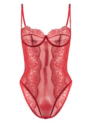 Body din dantelă Dolce & Gabbana roșu