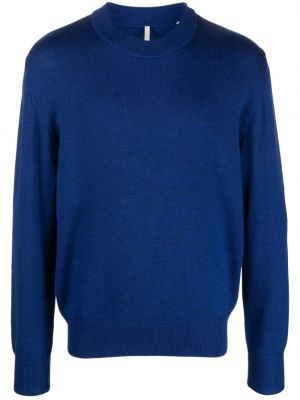 Vilnas džemperis merino ar apaļu kakla izgriezumu Sunflower zils