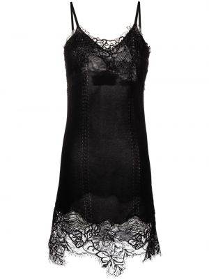Коктейлна рокля на цветя с дантела Ermanno Scervino черно