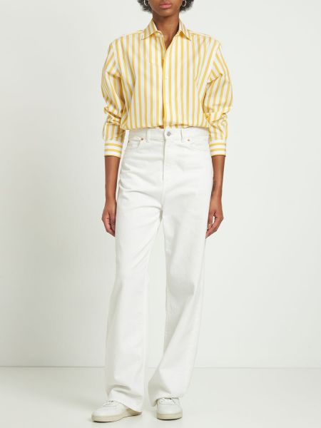 Bombažna srajca s črtami Ralph Lauren Collection bela